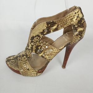 Stuart Weitzman Studded Snakeskin Platform Heels